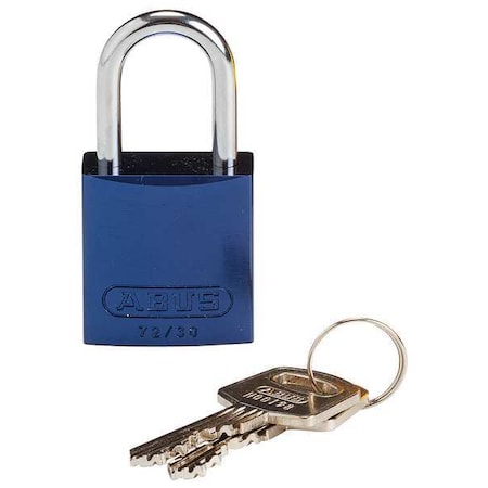 Brady Lockout Padlock, Keyed Different, Aluminum, Blue, 1 in Shackle Height, 1 1/4 in Body Width CPAL-BLU-25ST-KD