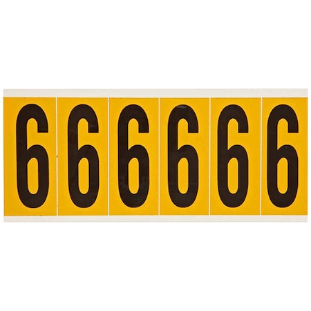 Brady NumberLabel, Vinyl, 3-1/2inH, 1-1/2inW 1550-6