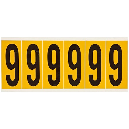 Brady NumberLabel, Vinyl, 3-1/2inH, 1-1/2inW 1550-9