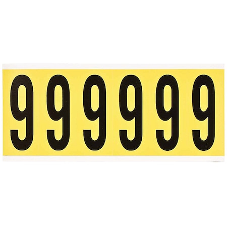 Brady NumberLabel, Vinyl, 3-1/2inH, 1-1/2inW 3450-9