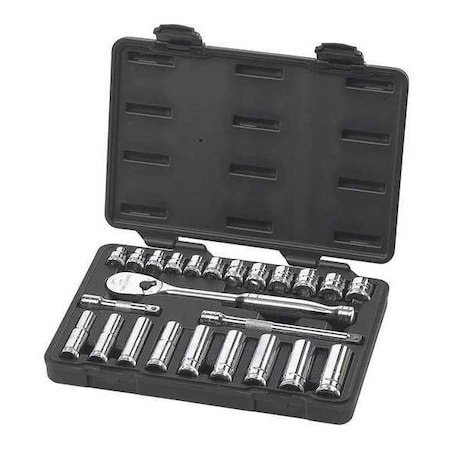 Gearwrench 24 Piece 3/8" Drive 6 & 12 Point Standard & Deep Metric Mechanics Tool Set 80559