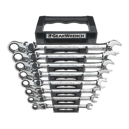 Gearwrench 8 Piece 72-Tooth 12 Point XL Locking Flex Head Ratcheting Combination SAE Wrench Set 85798