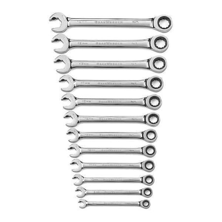 Gearwrench 12 Piece 72-Tooth 12 Point Open End Ratcheting Metric Wrench Set 85597