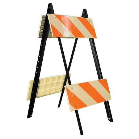 Zoro Select Steel Barricade Type II, High-Intensity Prismatic, 46 in Height, Orange/White 97-03-003-02