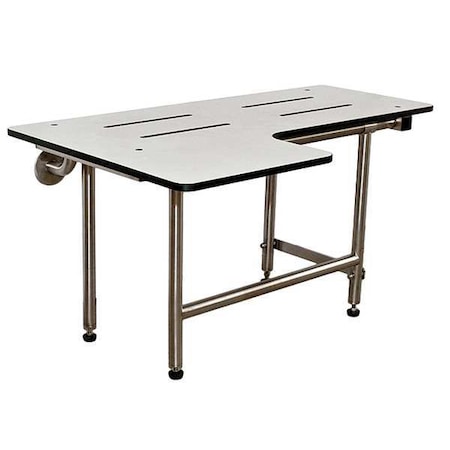 Wingits L-shaped With Legs, Reversible ADA L-Shape Reversible Shower Seat, 28" L, Phenolic, White WSLX280225PWREV