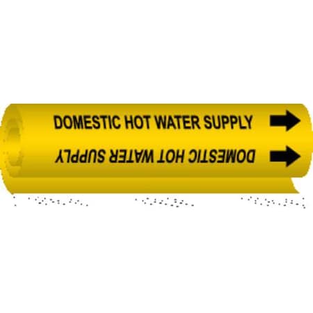 Brady Pipe Marker, Domestic Hot Water Supply, 5677-O 5677-O