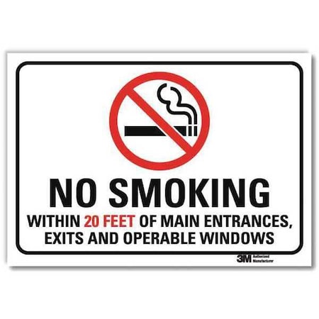 Lyle No Header, No Smoking Within 20 Feet of Main Entrances, Exits and  Operable Windows, 14 in W x U1-1018-RD_14X10