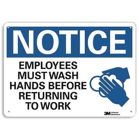 Lyle Notice, Employees Must Wash Hands Before Returning to  Work, 14 in W x 10 in H, , U1-1045-RA_14X10 U1-1045-RA_14X10