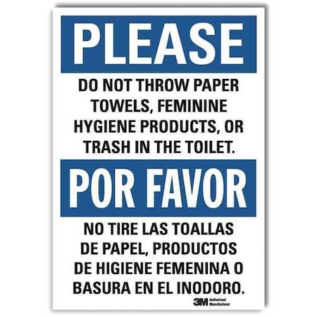 Lyle Please, Do Not Throw Paper Towels, Feminine Hygiene Products., 7 x 5, Sheeting, U1-1049-RD_5X7 U1-1049-RD_5X7