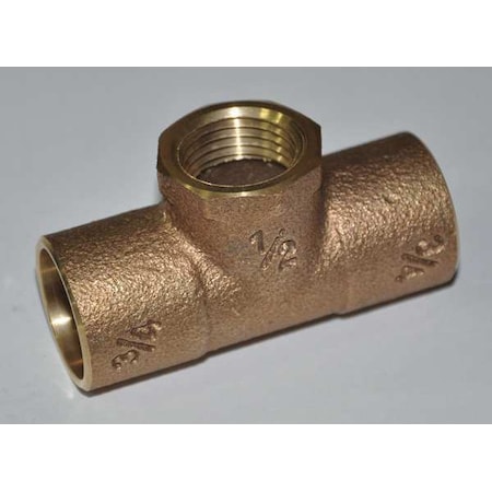 Zoro Select 3/4" NOM C x 1/2" FNPT Copper Reducing Tee 24W594