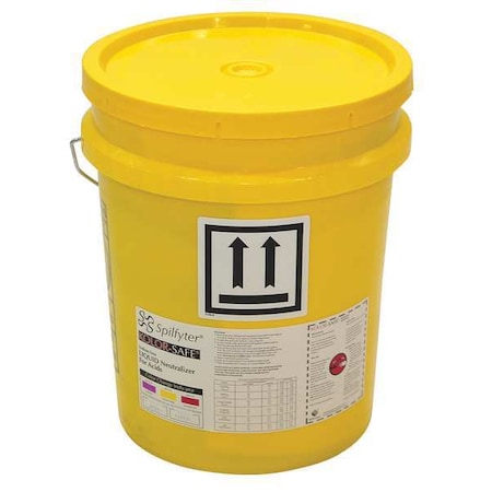 Spilfyter Base Neutralizing Spill Kit, 3 gal Volume Absorbed per Kit, 5 gal Capacity, Bucket, Yellow 405104