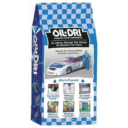 Oil-Dri Granular Sorbent, 1 gal Absorbed per Package, 8 lb Bag, Granular Clay, Not Scented, Brown, Tan I01008-G78
