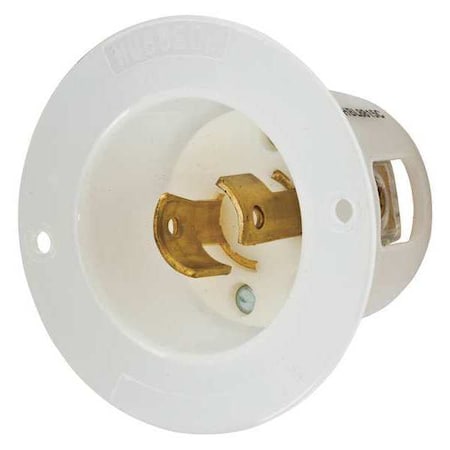 Hubbell Wiring Device-Kellems Locking Inlet, 20 A, 250V AC, Single Phase, 2 Pole, Screw Terminals, White HBL8815C