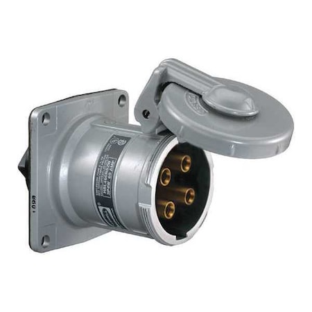 Hubbell Wiring Device-Kellems Receptacle Connector, 60 A, 250/600V AC, Single Phase, 2 Pole, Grounded Grounding, NEMA Not Rated HBL460RS2WR