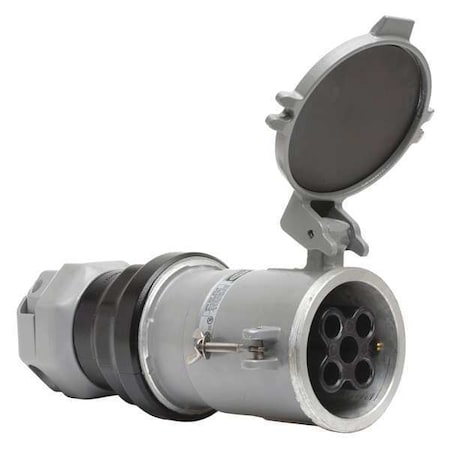 Hubbell Wiring Device-Kellems Pin & Sleeve Connector, 200 A, 600V AC/250V DC, 3 Pole, Style 2 Grounding, Silver, NEMA 4X HBL4200CS2W