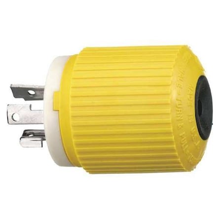 Hubbell Wiring Device-Kellems Locking Plug, Non-NEMA, 30 A, 24 to 32V DC, Single Phase, 2 Pole, Screw Terminals, Yellow HBL328DCP