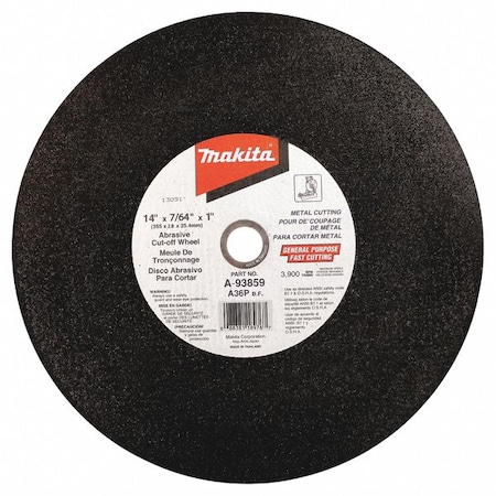 Makita 14" x 7/64" x 1" Abrasive Cut-Off Wheel, 5/pk A-93859-5
