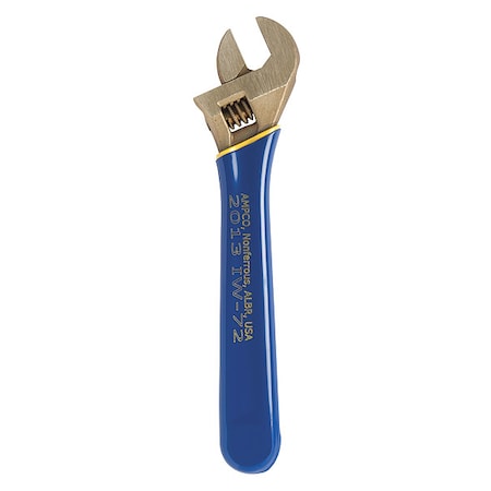 Ampco Safety Tools Adj. Wrench, Ins., Nonspark, 10", 1-5/16" IW-72