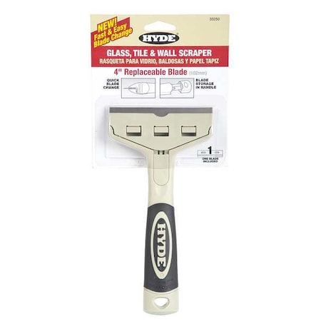 Hyde Glass Scraper, Stiff, 4", Carbon Steel 33250