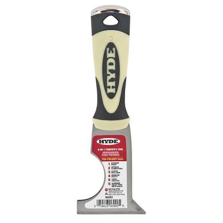 HYDE Painters Tool, Length 8 in, Blade Width 2 1/2 in, Carbon Steel, Black/Cream 06992