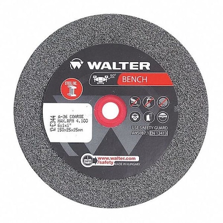 Walter Surface Technologies Grinding Wheel, T1 6"x1"x1" 36g Coarse 12E344