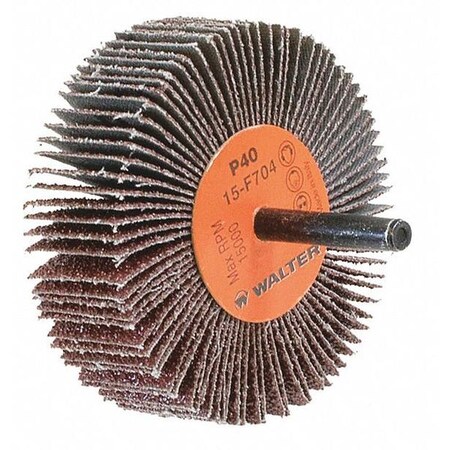 Walter Surface Technologies Flap Wheel, 1/4" Shaft, 3"x1" 40gr 15F704