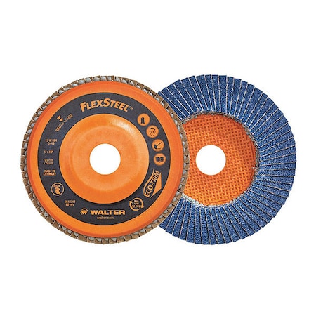 Walter Surface Technologies Blending Flap Disc, 4.5x7/8" 120g, Disc Dia.: 5" 15W512