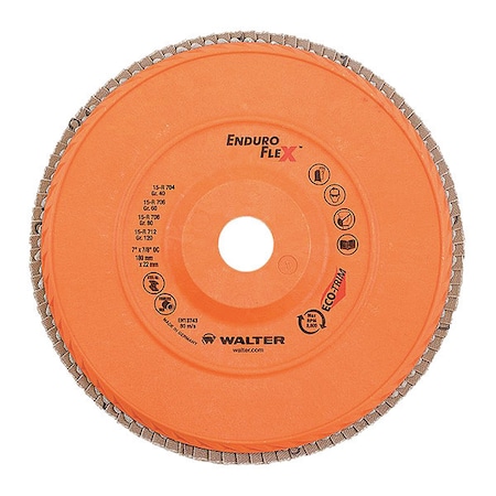 Walter Surface Technologies Flap Disc, T27 7"x7/8" 120gr 15R712