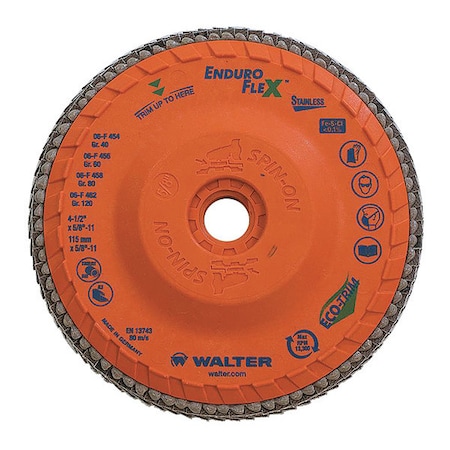 Walter Surface Technologies Blend Flap Disc, 4.5"x5/8-11" 120G 06F462