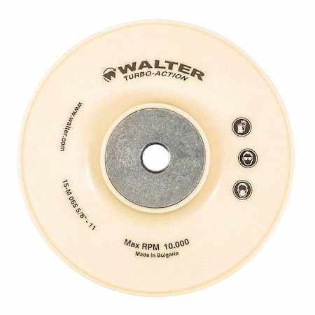 Walter Surface Technologies Turbo Backing Pad, 6" X 5/8"-11" White 15M065
