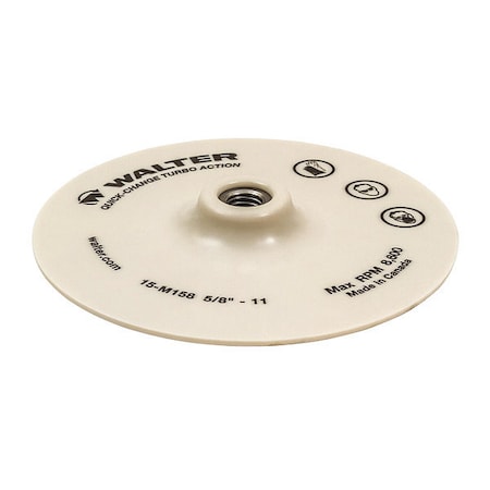 Walter Surface Technologies Turbo Qc, Back Pad, 7"x5/8"-11" White 15M158