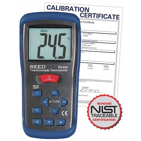 Reed Instruments Thermometer, Type K Thermo, Nist Cert R2400-NIST