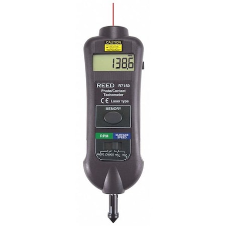 Reed Instruments Tachometer, Laser, Contact/Non-Contact R7150