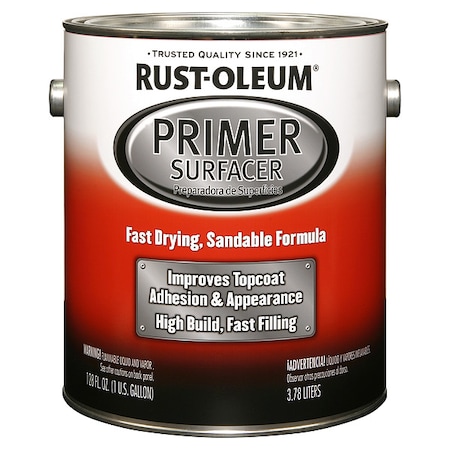 Rust-Oleum Primer Surfacer, Gray, Solvent Base, 1 gal 249332