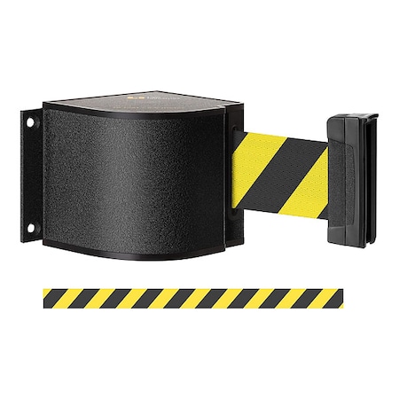 Lavi Industries Retractable Belt Barrier, Black, 24 ft Length, Wrinkle 50-3015WB/24/SF