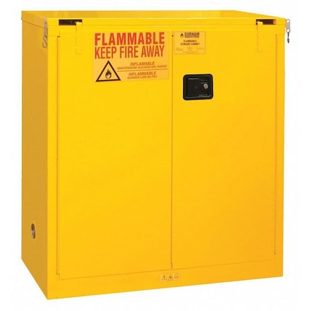 Durham Mfg Flammable Safety Storage Cabinet, 30 gal, 1 Shelves, Steel, 43 in W x 45 1/2 in H x 18 in D, Yellow 1030S-50