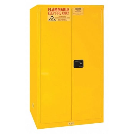 Durham Mfg Flammable Safety Storage Cabinet, 60 gal, 2 Shelves, Steel, 34 in W x 65 in H x 34 in D, Yellow 1060M-50