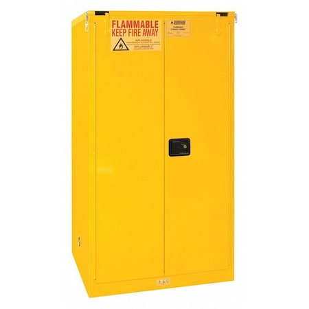 Durham Mfg Flammable Safety Storage Cabinet, 60 gal, 2 Shelves, Steel, 34 in W x 66 1/2 in H x 34 in D, Yellow 1060S-50