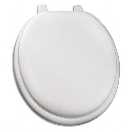 Jones Stephens Deluxe Soft Seat w/Wood Cores, Wht, Rnd With Cover, Adjustable Top-Mounted Hinge, Round, White C1B5R200