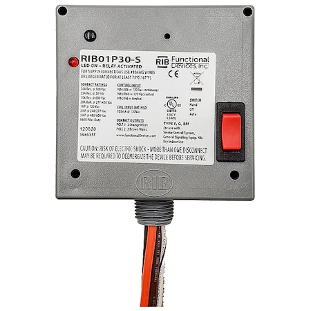 Functional Devices-Rib Enclosed Relay, 30A, DPST-N/O RIB01P30-S