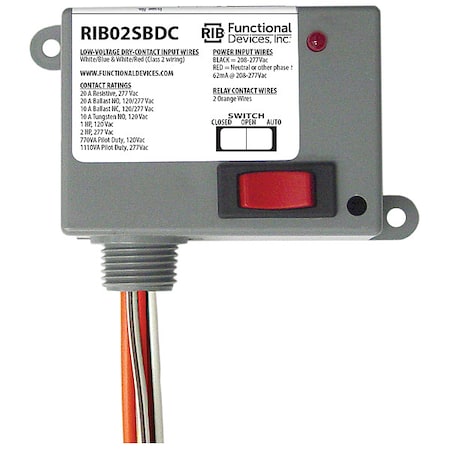 Functional Devices-Rib Enclosed Relay, 20A, SPST/Override RIB02SBDC