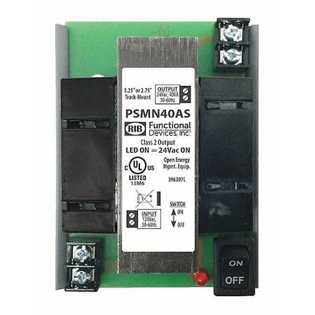 Functional Devices-Rib Power Supply, 120V AC, 24V AC, 40VA, Track PSMN40AS