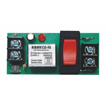 Functional Devices-Rib Track Mount Relay, 15A, SPST/Override RIBMN12S-FA