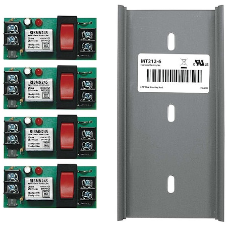Functional Devices-Rib Track Mount Relay 15A, SPST/Override RIBMN24S-4T