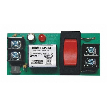 Functional Devices-Rib Track Mount Relay, 15A, SPST/Override RIBMN24S-FA
