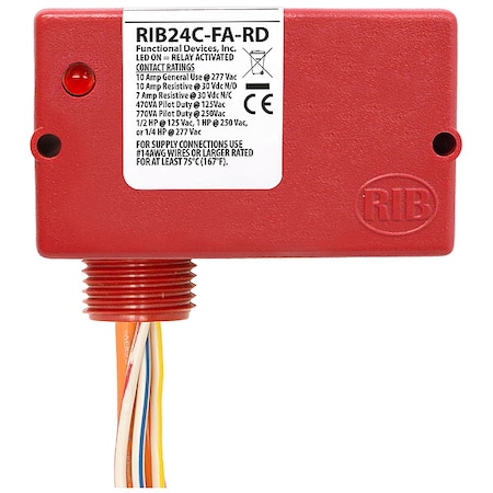 Functional Devices-Rib Enclosed Relay, 10A, SPDT, Polarized RIB24C-FA-RD