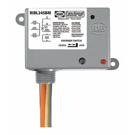 Functional Devices-Rib Enclosed Relay, 20A, SPST RIBL24SBM