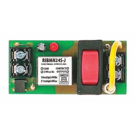 Functional Devices-Rib Track Mount Relay, 15A, SPST/Override RIBMN24S-J