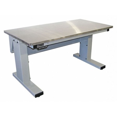 Proline Adjustable Desk Workstation, Adjust, 60" x 30", S/S, Lt Gray, 72" D X 30-1/2" to 46-1/2" H, 30" W X MVSII6030SS-A31