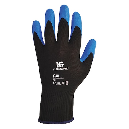 Kleenguard Coated Gloves, Foam Nitrile, Smooth, Palm, 3 Abrasion Level, Black, L (9) 12 PK 40227